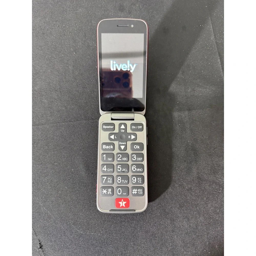 Lively Jitterbug Flip2 Flip Phone Red Excellent‎ Big Button Senior Cell Phone